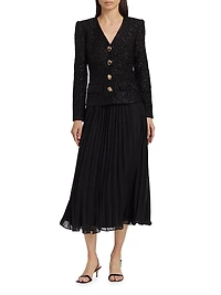 Tinsel Bouclé Chiffon Midi-Dress