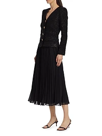 Tinsel Bouclé Chiffon Midi-Dress