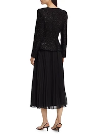 Tinsel Bouclé Chiffon Midi-Dress