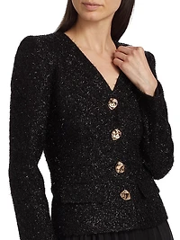 Tinsel Bouclé Chiffon Midi-Dress