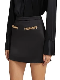 Satin Embellished Miniskirt