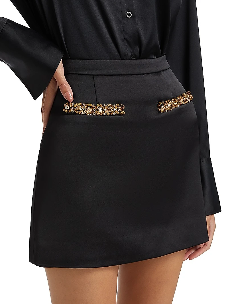 Satin Embellished Miniskirt