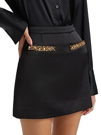 Satin Embellished Miniskirt
