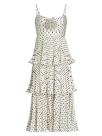 Polka Dot Tiered Midi-Dress