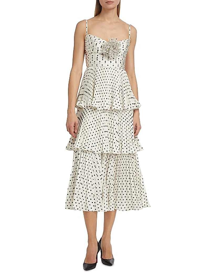Polka Dot Tiered Midi-Dress