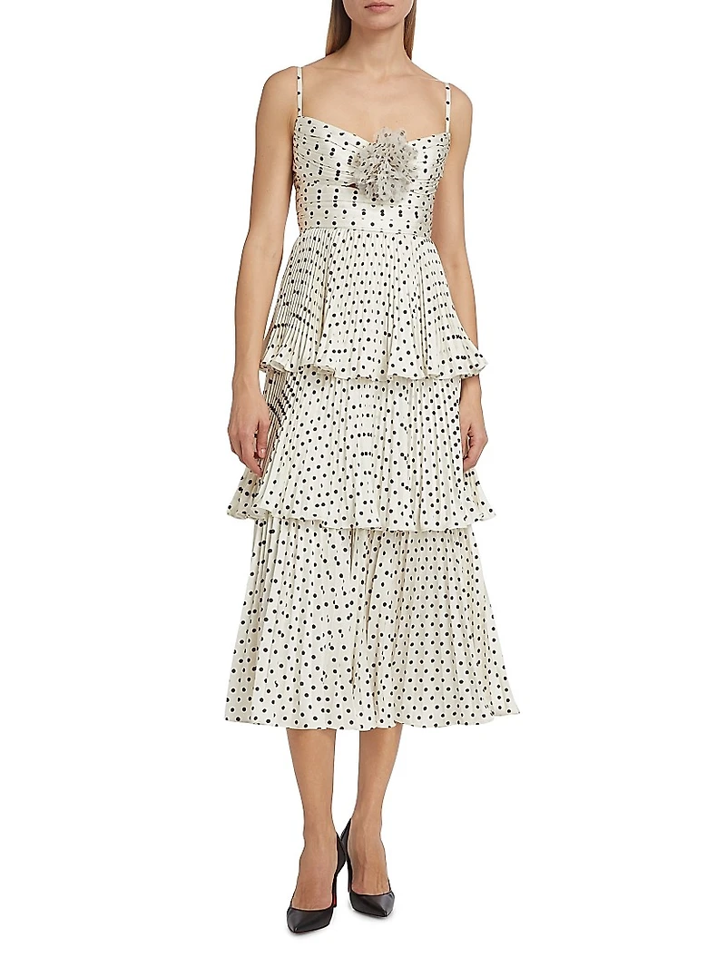Polka Dot Tiered Midi-Dress