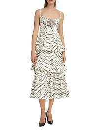 Polka Dot Tiered Midi-Dress