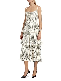 Polka Dot Tiered Midi-Dress