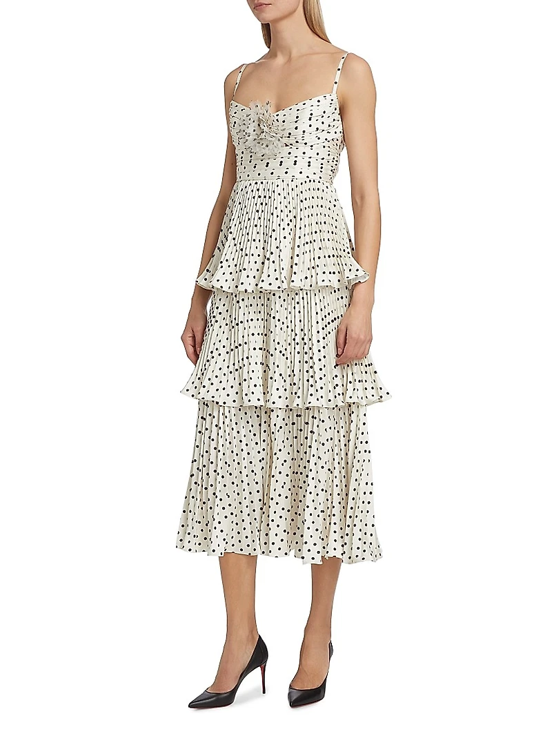 Polka Dot Tiered Midi-Dress