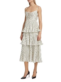 Polka Dot Tiered Midi-Dress