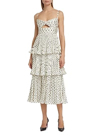 Polka Dot Tiered Midi-Dress