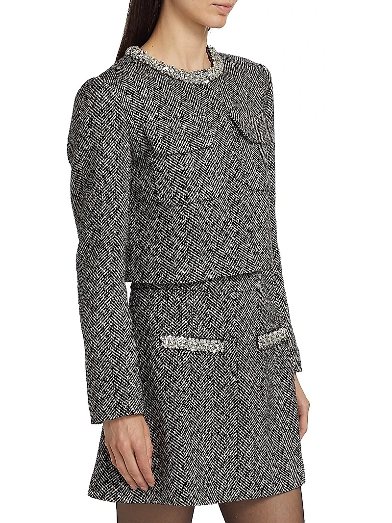 Herringbone Embellished Blazer