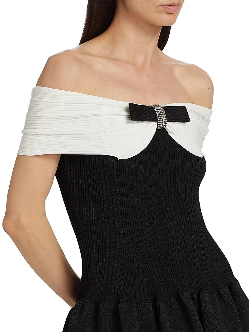 Bow Off-the-Shoulder Minidress