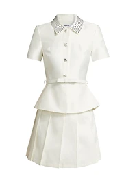 Diamante Taffeta Peplum Minidress