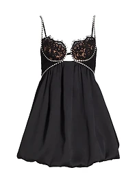 Lace & Diamante-Trimmed Minidress