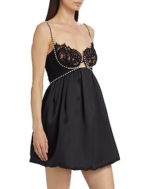 Lace & Diamante-Trimmed Minidress