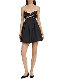 Lace & Diamante-Trimmed Minidress