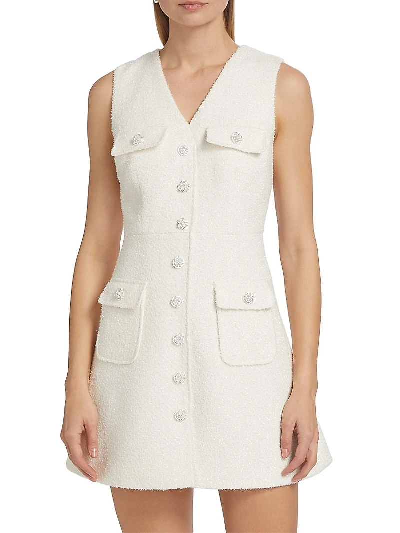 Bouclé V-Neck Minidress