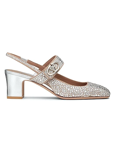 Mary Jane VLogo Locker Slingback Pumps with 60MM Crystals