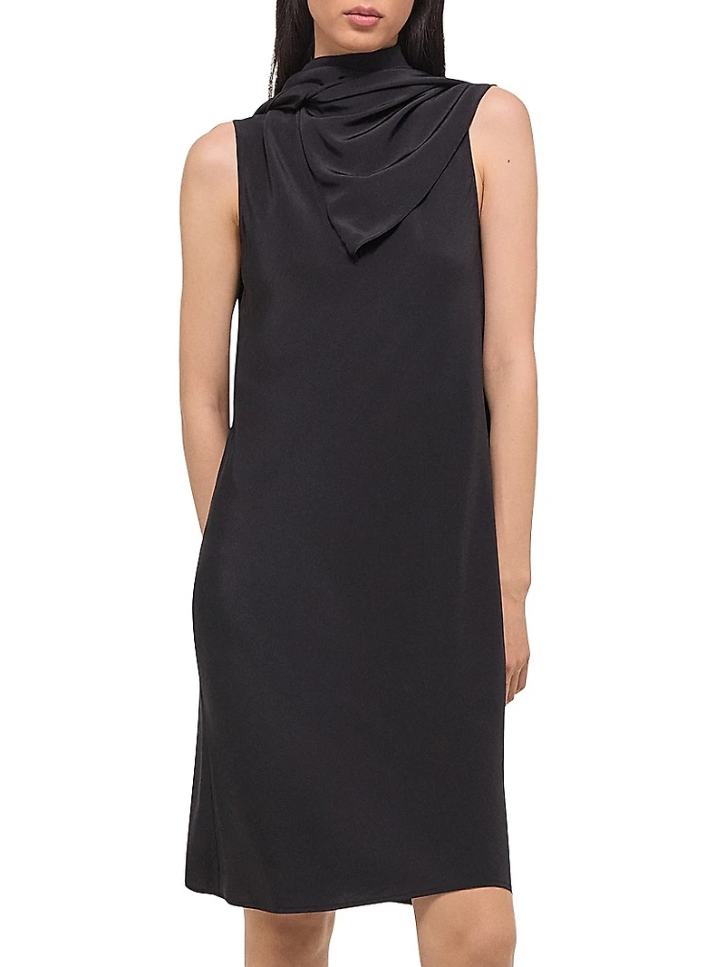 Draped Scarf Silk Dress