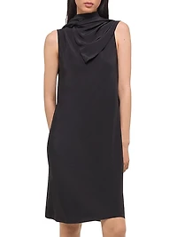 Draped Scarf Silk Dress