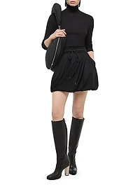 Drawstring Bubble Miniskirt