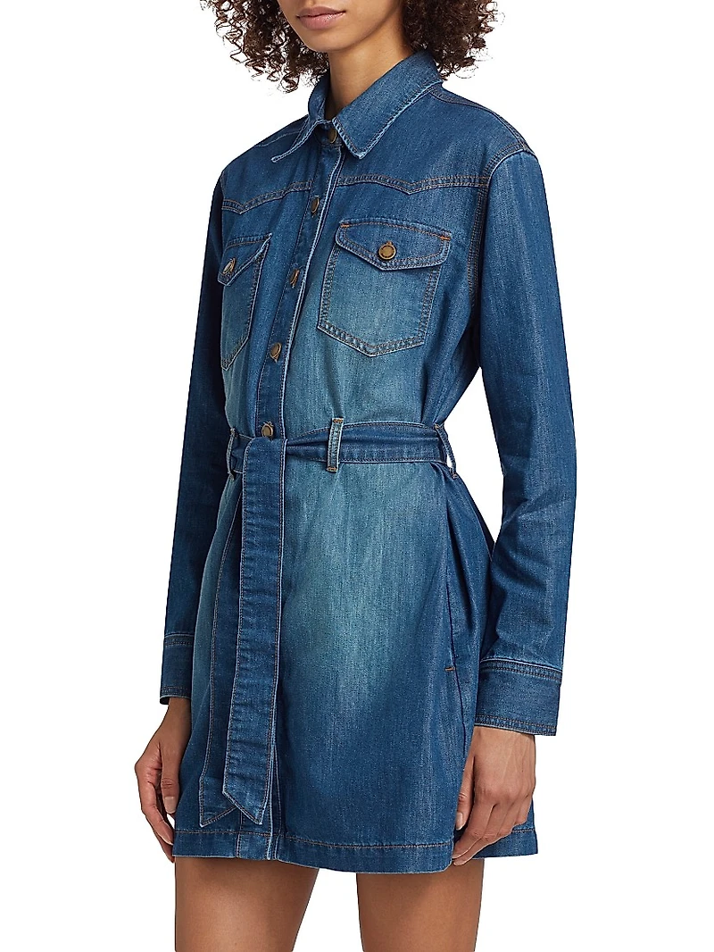 Starling Belted Denim Minidress