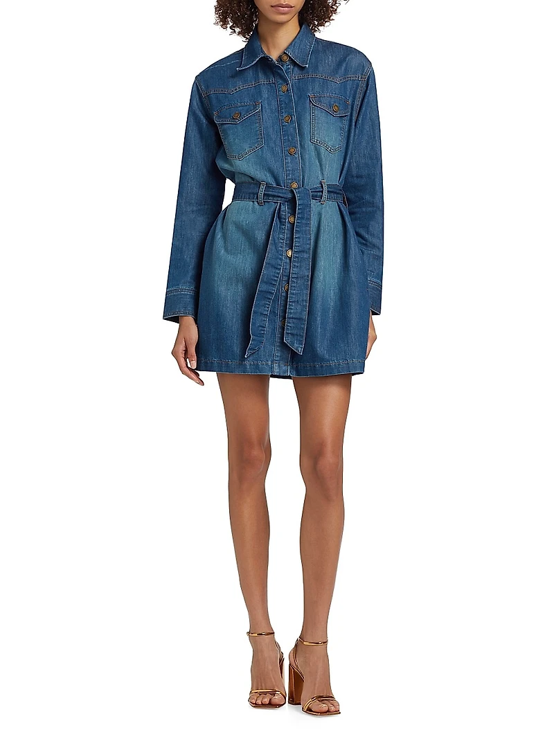 Starling Belted Denim Minidress
