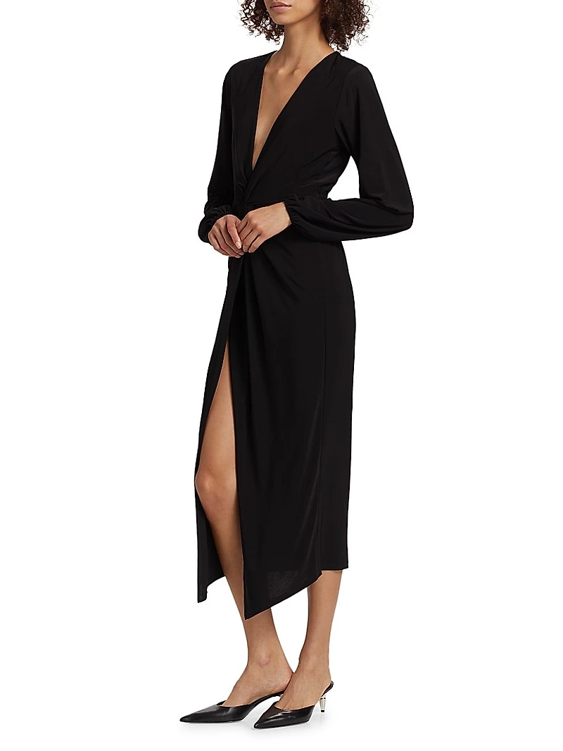 Sutton Twist-Front Jersey Midi-Dress