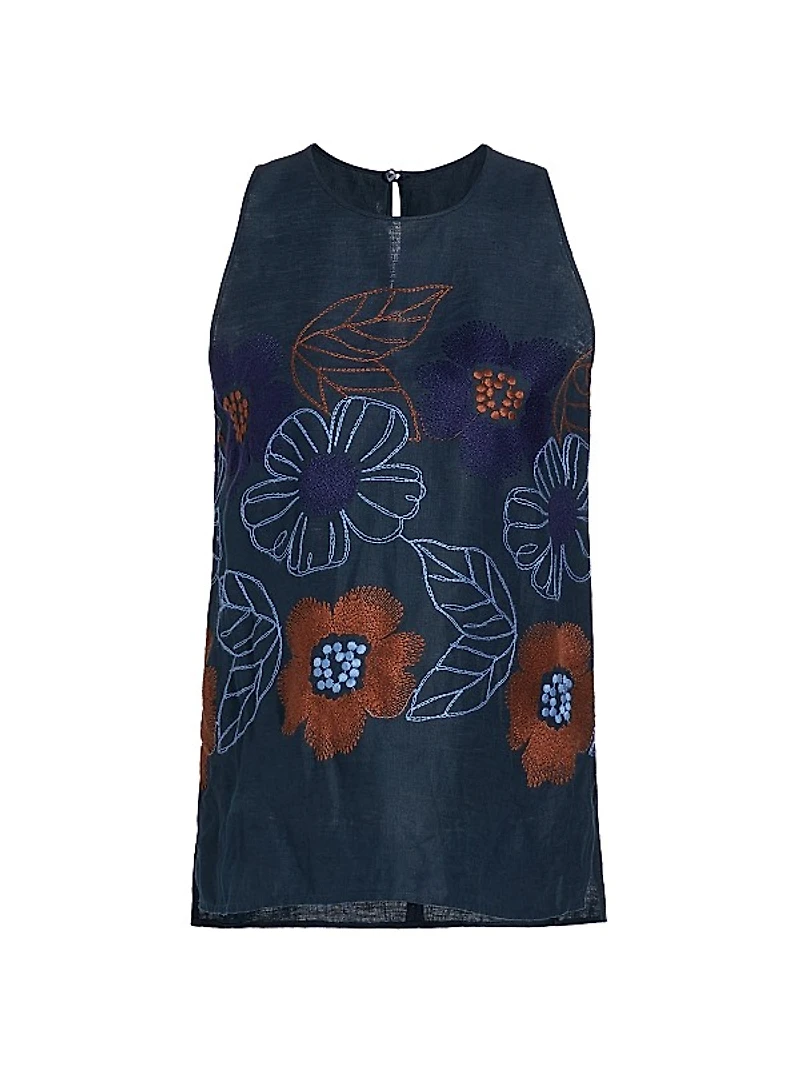 Lenora Linen Embroidered Blouse