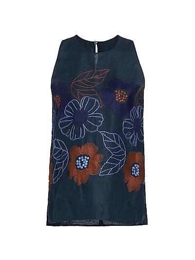 Lenora Linen Embroidered Blouse