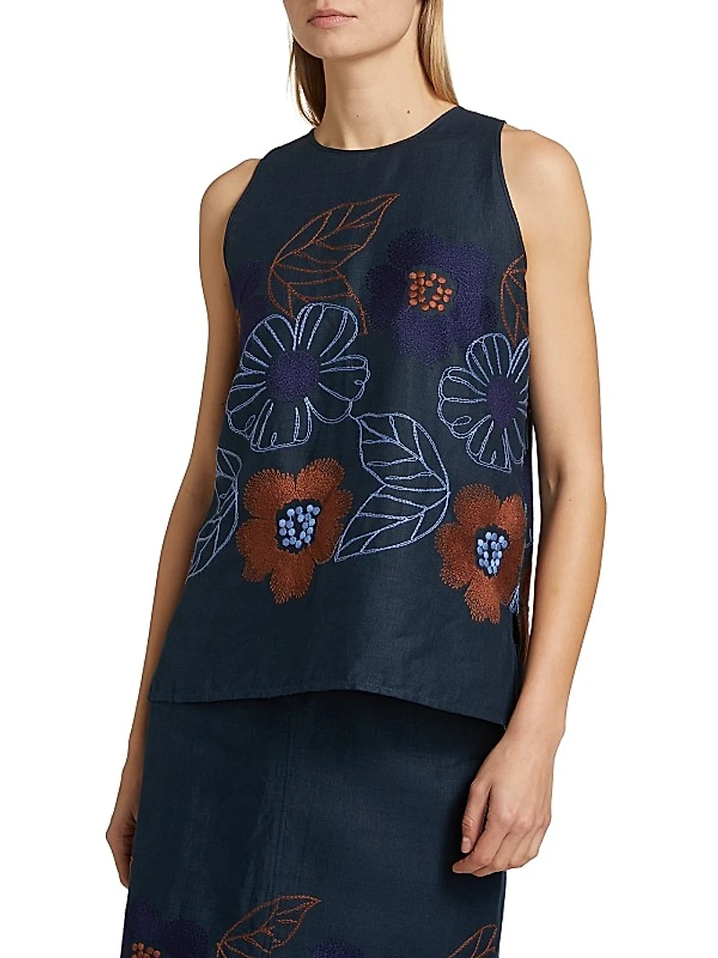 Lenora Linen Embroidered Blouse