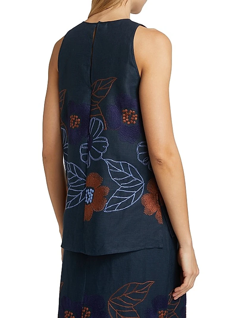 Lenora Linen Embroidered Blouse