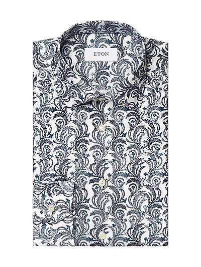 Slim-Fit Floral Cotton Button-Front Shirt