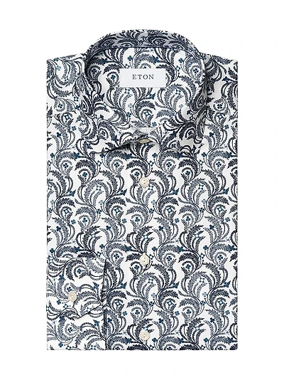 Slim-Fit Floral Cotton Button-Front Shirt