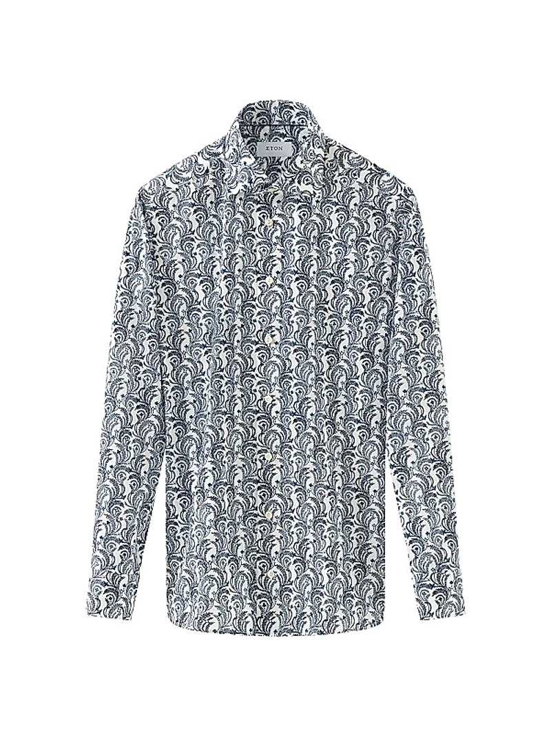 Slim-Fit Floral Cotton Button-Front Shirt
