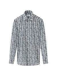 Slim-Fit Floral Cotton Button-Front Shirt