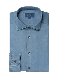 Slim-Fit Cotton-Cashmere Denim Button-Front Shirt