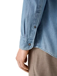 Slim-Fit Cotton-Cashmere Denim Button-Front Shirt
