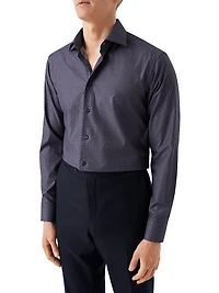 Contemporary-Fit Micro-Paisley Cotton Shirt