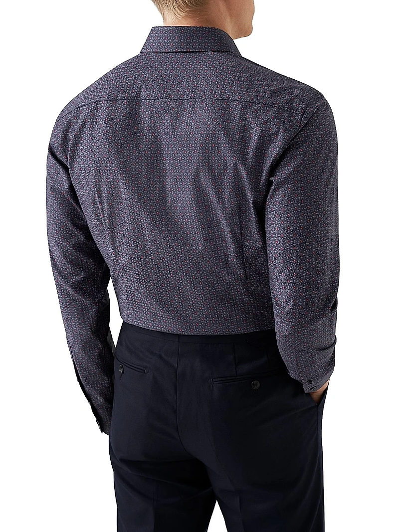 Contemporary-Fit Micro-Paisley Cotton Shirt