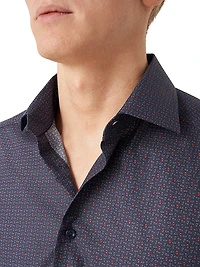 Contemporary-Fit Micro-Paisley Cotton Shirt