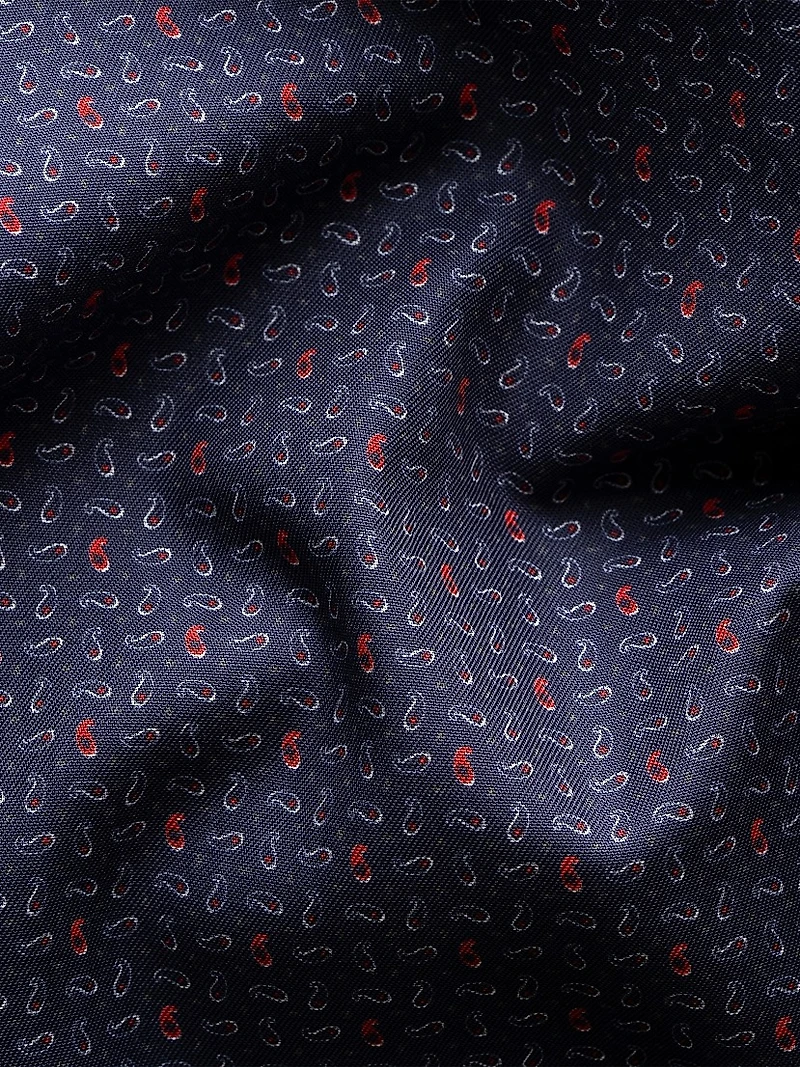 Contemporary-Fit Micro-Paisley Cotton Shirt