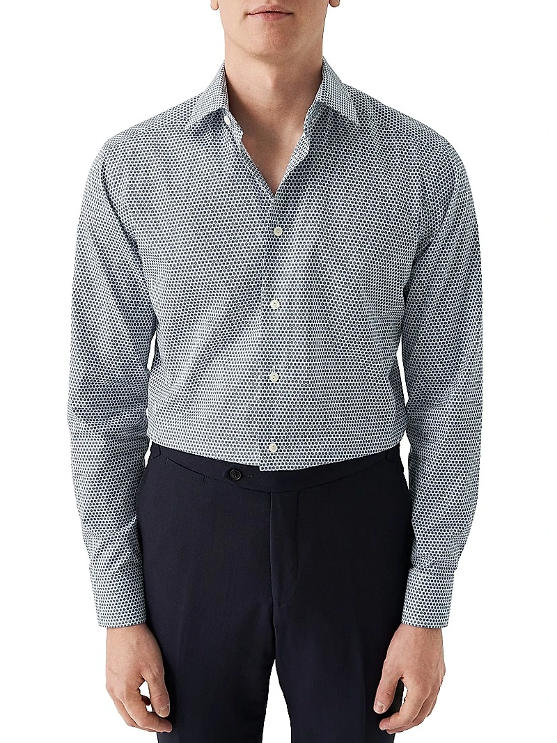 Contemporary-Fit Micro-Floral Shirt