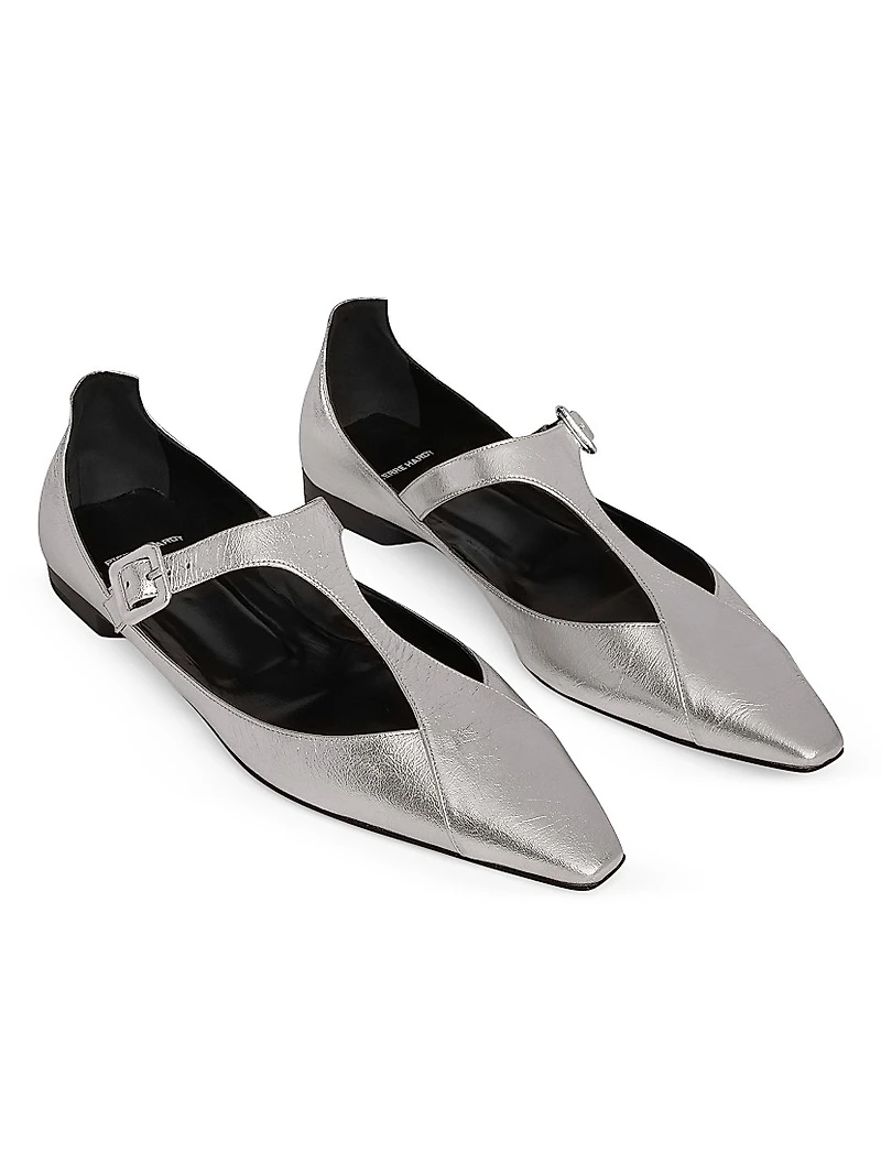 Eddie Metallic Leather Flats