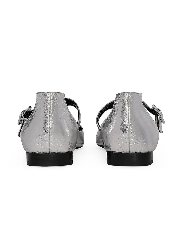 Eddie Metallic Leather Flats