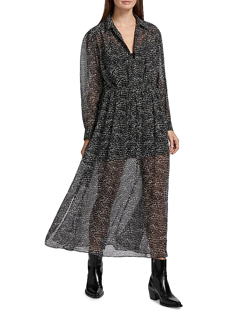 Emmy Sheer Printed Dress