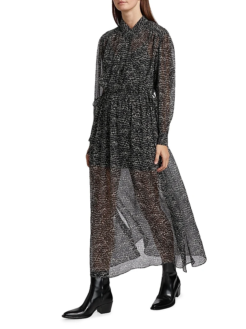 Emmy Sheer Printed Dress