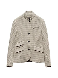 Slade Plaid Stand-Collar Blazer
