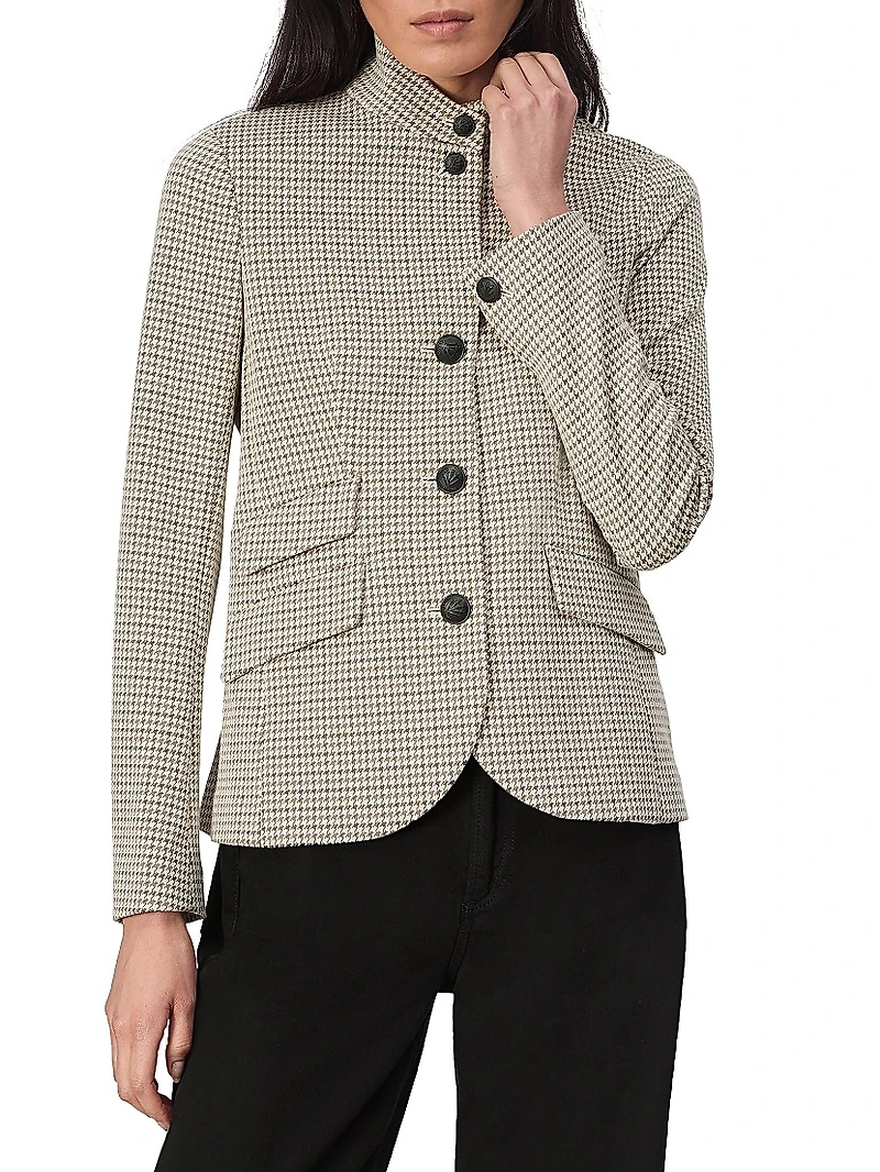 Slade Plaid Stand-Collar Blazer